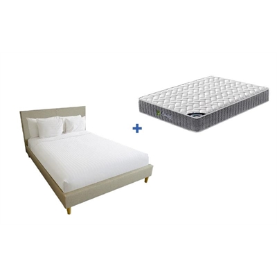 Comfort Plus Mattress + Rio Upholstered Bed Frame With Wooden Legs