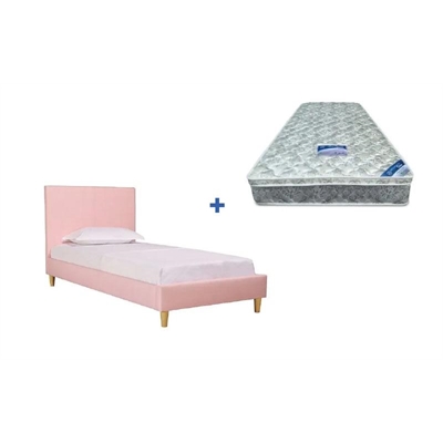 Op Deluxe Pillow Top Mattress + Rio Upholstered Bed Frame With Wooden Legs