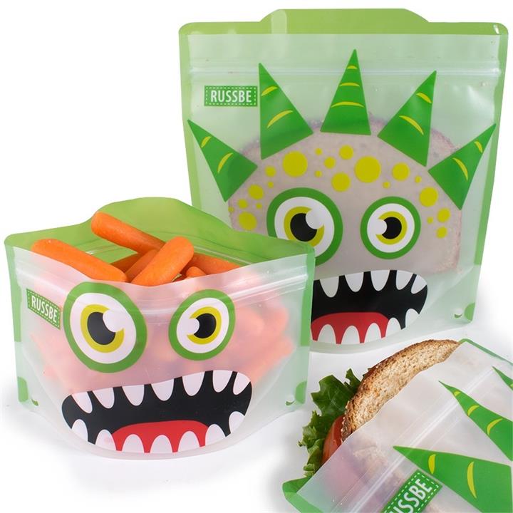 Russbe Snack and Sandwich Bag Set of 4 Green Monster