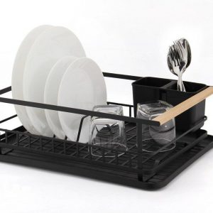 Classica Ombra Black and Wood Dish Rack