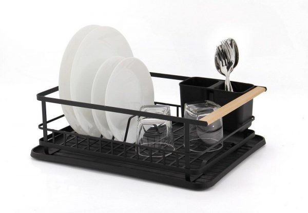 Classica Ombra Black and Wood Dish Rack